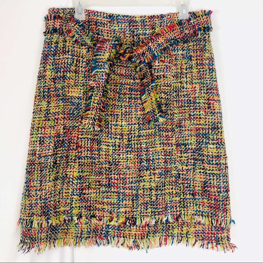 OSCAR DE LA RENTA Tweed Fringe Skirt 10